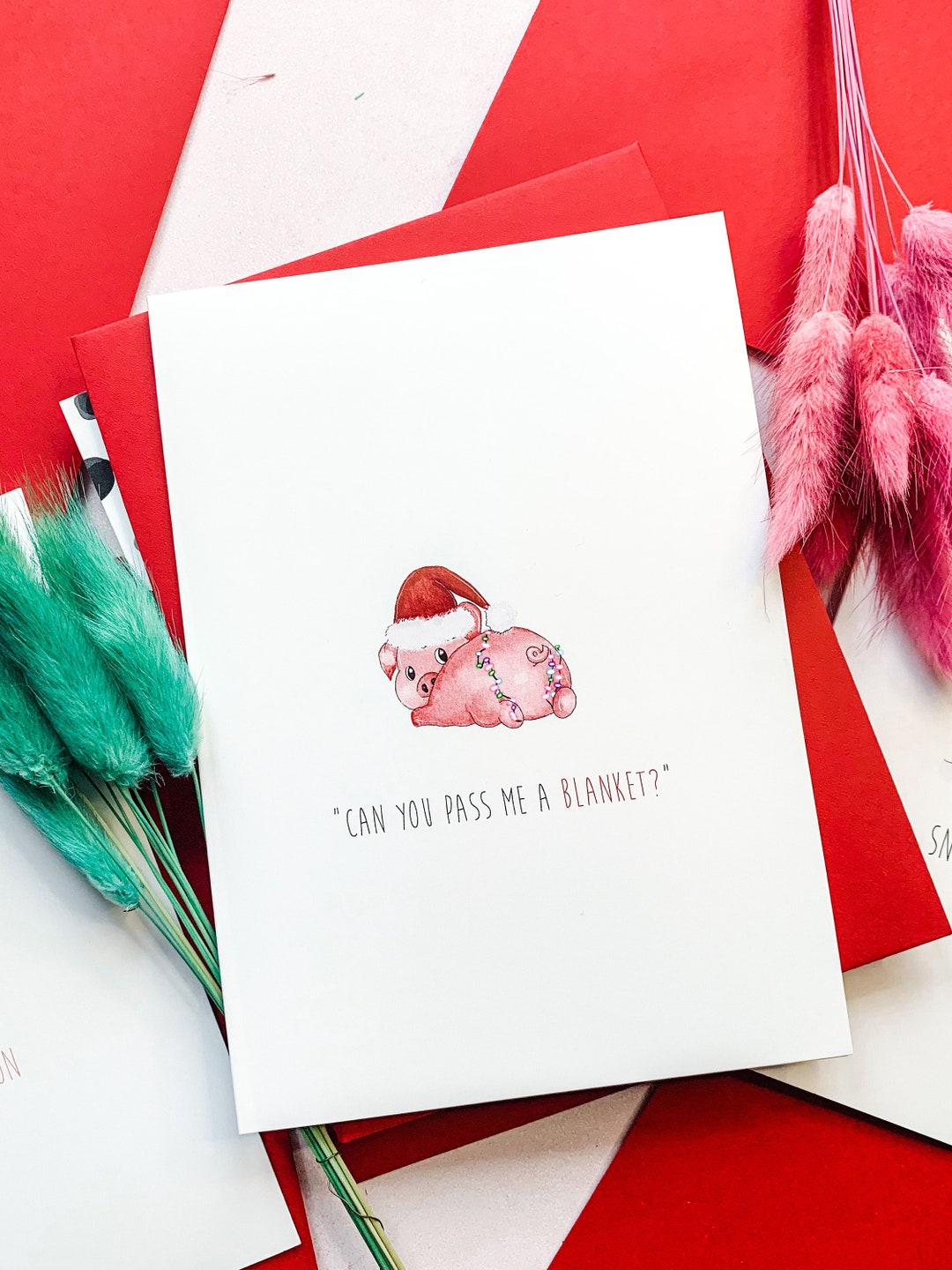 Pigs in Blanket Christmas Card Funny Christmas Card Hand Etsy