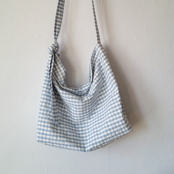 Cottagecore Gingham Tote Bag, Unique Handmade Gifts for Her, Shoulder Bag, Everyday Purse, Upcycled