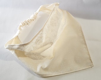 Cottagecore Cream Floral Hair Bandana, Elastic Triangle Head Scarf