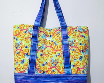 Maximalist Squirrel Print Tote bag, Handmade