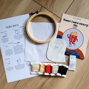 Kit de bordado de desenho animado retrô, projeto bordado à mão faça você mesmo, presentes para artesãos, presentes de Natal, balde de pipoca vintage