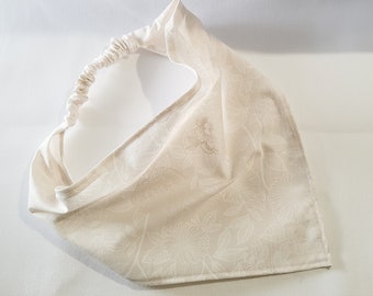 Cottagecore Cream Rose Elastic Hair Bandana, Gifts for Her, Stocking Stuffers For Women, Triangle Head Scarf, Hair Accessories
