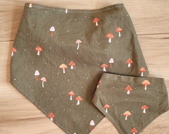 Mushroom Print Dog and Owner Bandana Set, Matching Pet Bandanas, Cottagecore Gift
