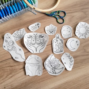 Mystic & Celestial Stick and Stitch Embroidery Patterns, Stocking Stuffers, Gifts for Crafters