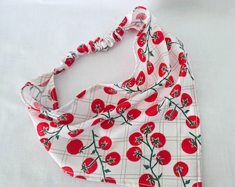 Tomato Print Hair Bandana, Elastic Head Scarf, Cottagecore