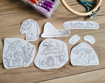 Gnome House Embroidery Patterns, Stick and Stitch, Fairy Garden
