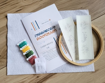 DIY Embroidered Felt Bookmark Kit – Personalized Initial Floral Design