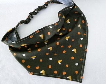 Pumpkin Print Elastic Headband, Cottagecore Triangle Bandana