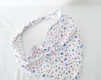 Wildflower Print Elastic Hair Bandana, Triangle Head Scarf