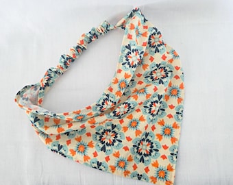Retro Floral Elastic Hair Bandana, Cottagecore Triangle Head Scarf, Handmade Accessory