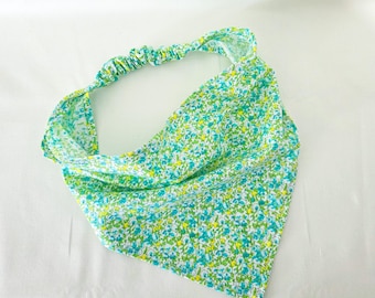 Vibrant Floral Print Elastic Hair Bandana, Cottagecore Head Scarf