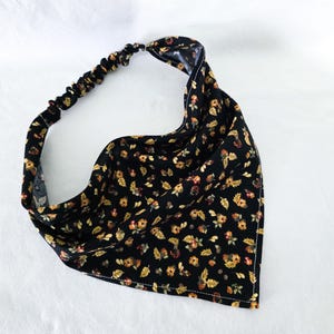 Autumn Floral Print Elastic Hair Bandana, Gifts for Her, Stocking Stuffers For Women, Triangle Head Scarf, Cottagecore Hair Accessories