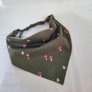 Mushroom Print  Elastic Hair Bandana, Gifts for Her, Stocking Stuffers For Women, Triangle Head Scarf, Cottagecore Hair Accessories