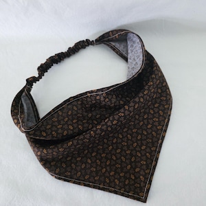 Brown Autumn Leaf Print Elastic Hair Bandana, Gifts for Her, Stocking Stuffers For Women, Triangle Head Scarf, Cottagecore Hair Accessories
