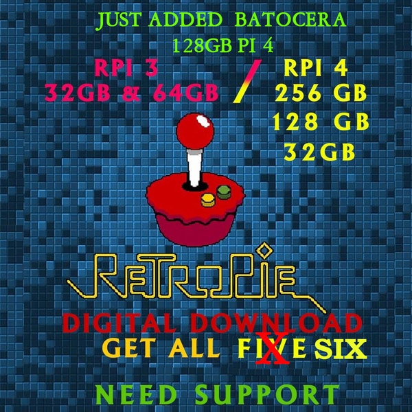 RETROPI_DOWNLOAD RPI 4 4B 256gb  BATOCERA  and Pi 4 128GB 32GB RPI 3 32gb & 64gb Get all Six for one price