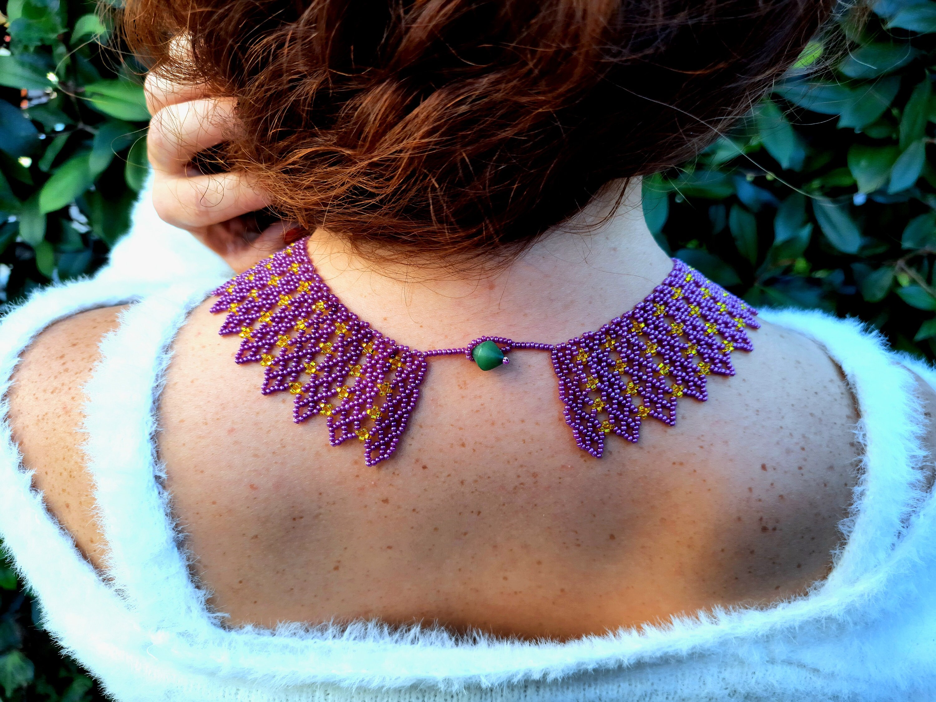 Parure Collier Et Boucles D'oreilles Libellules Violettes, Perles Céramique