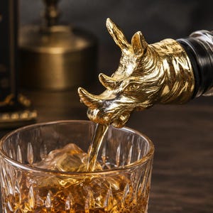 Gold Rhino Head Liquor Wine Bottle Pourer Animal Rhinoceros Unique Alcohol Bottle Barware Accessories Spout
