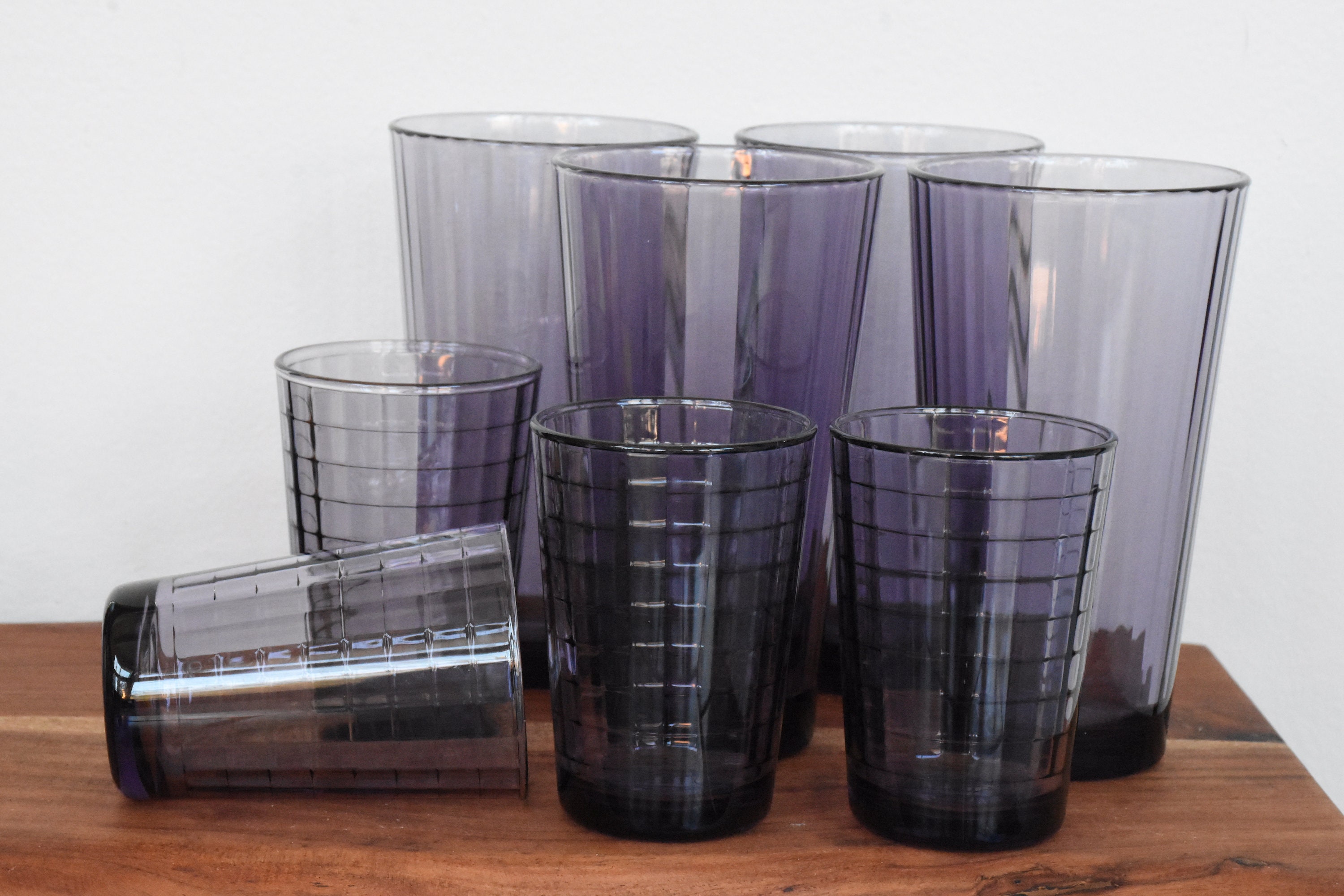 Kinsley Tall Highball Glasses Set of 8 12 Ounce Cups Textured