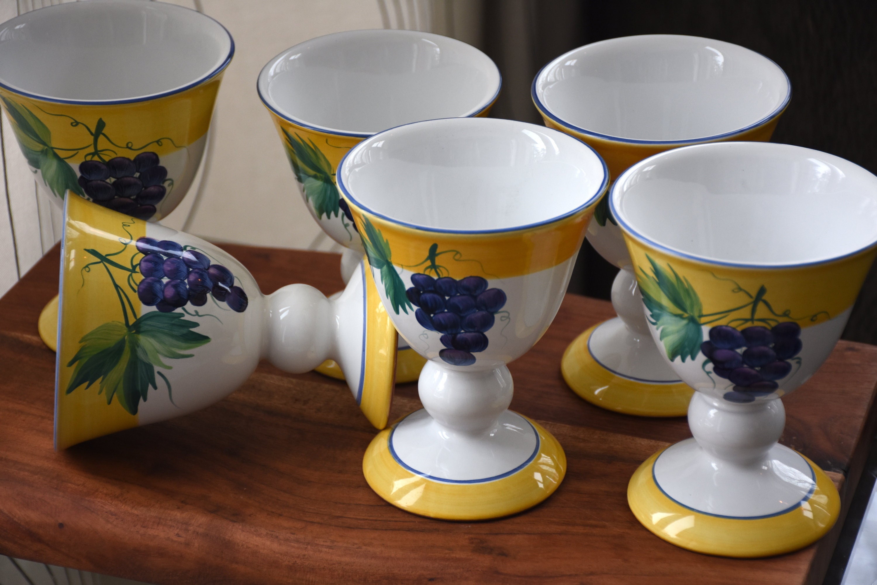 6 Vintage Village Pottery Herend Hungary Vineyard Grapes Etsy