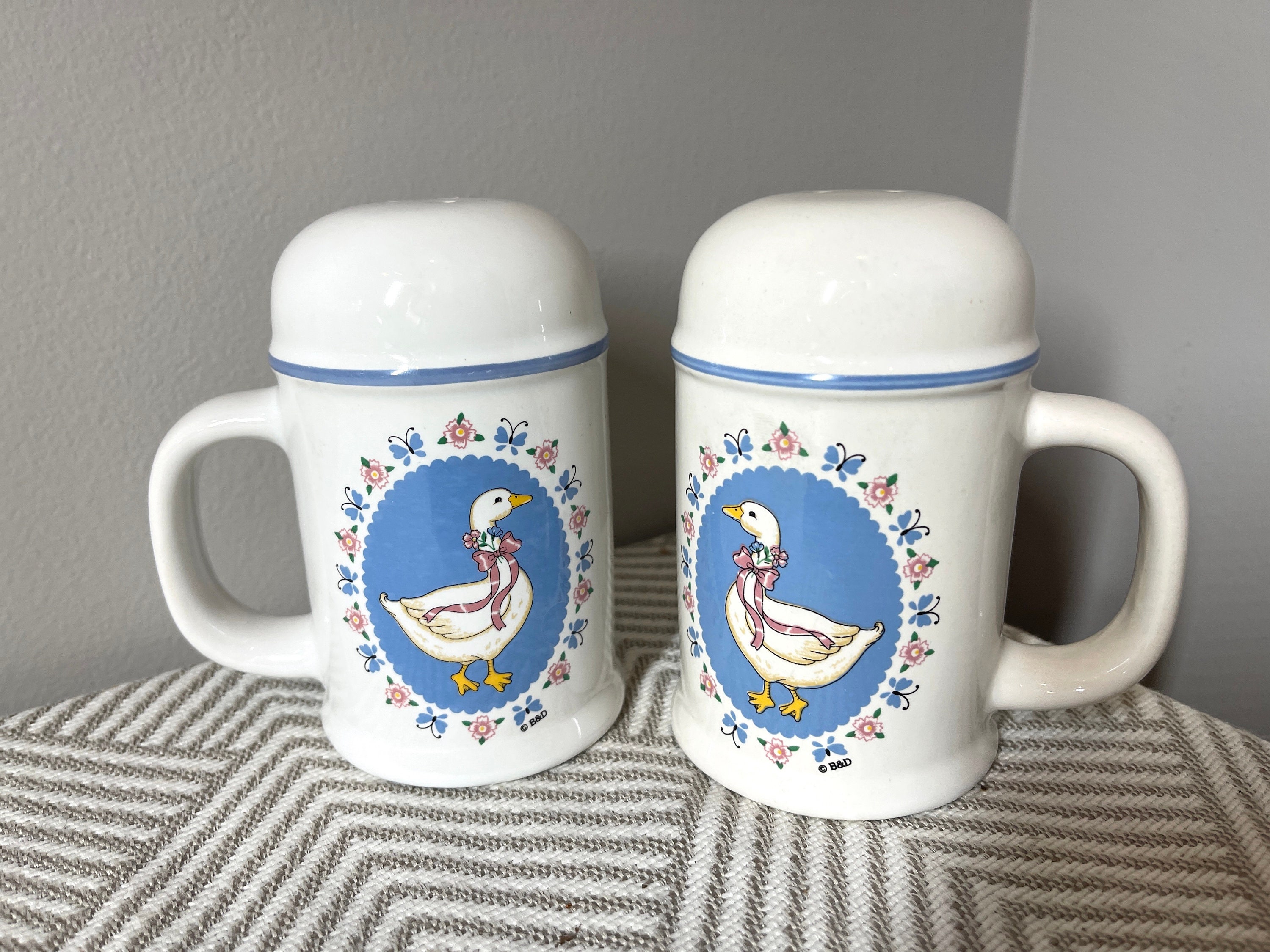 Vintage 80's Ribbon Geese Ceramic 1987 Treasure Craft Farm