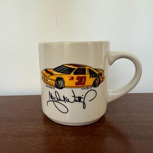 Vintage #30 1991 Michael Waltrip Ceramic Collectible Coffee Mug NASCAR Pennzoil Retro 1991 Sports Image Cup