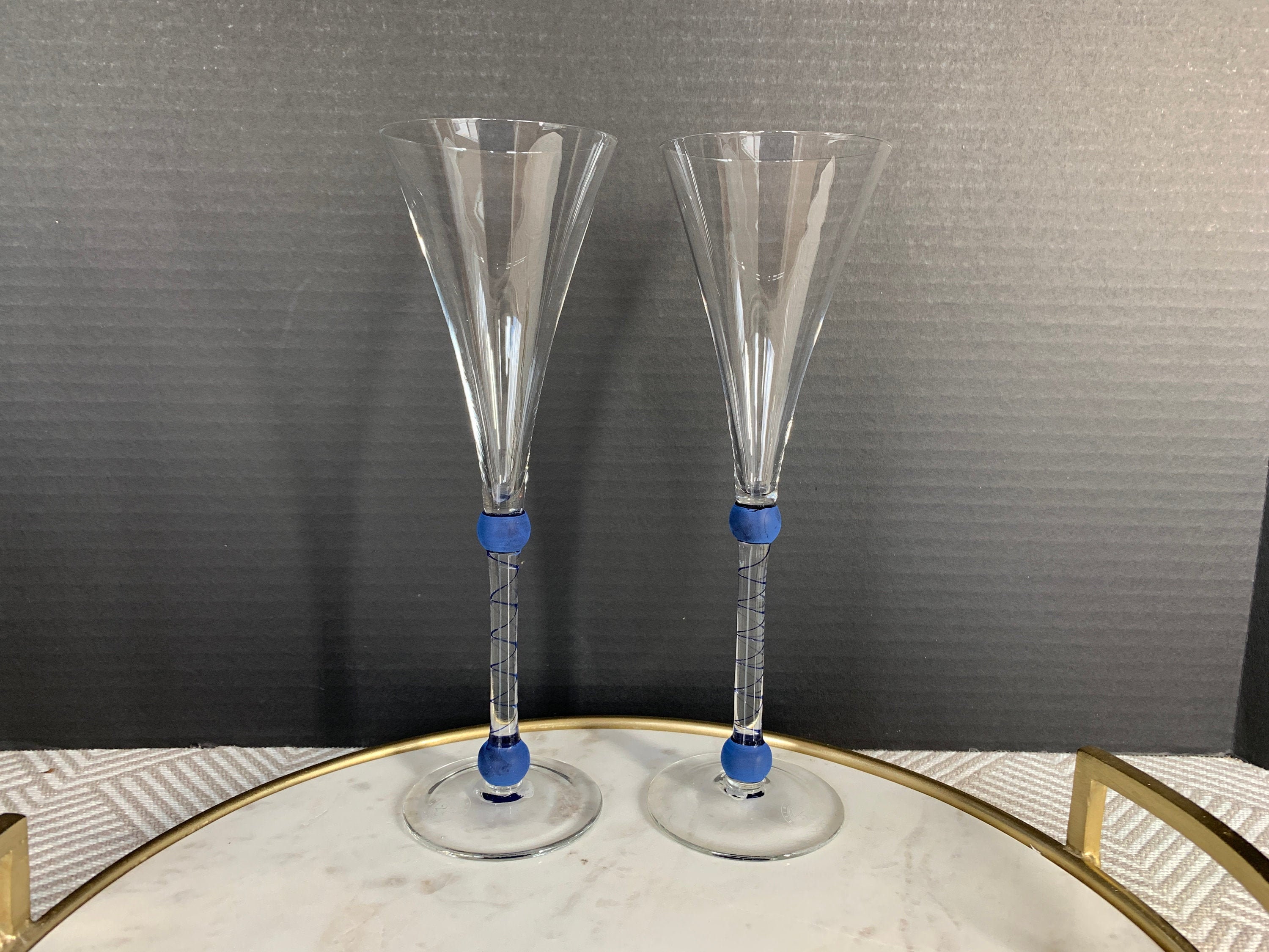 Vintage Martini & Rossi Asti Set of 2 Millennium 2000 Blue Etsy