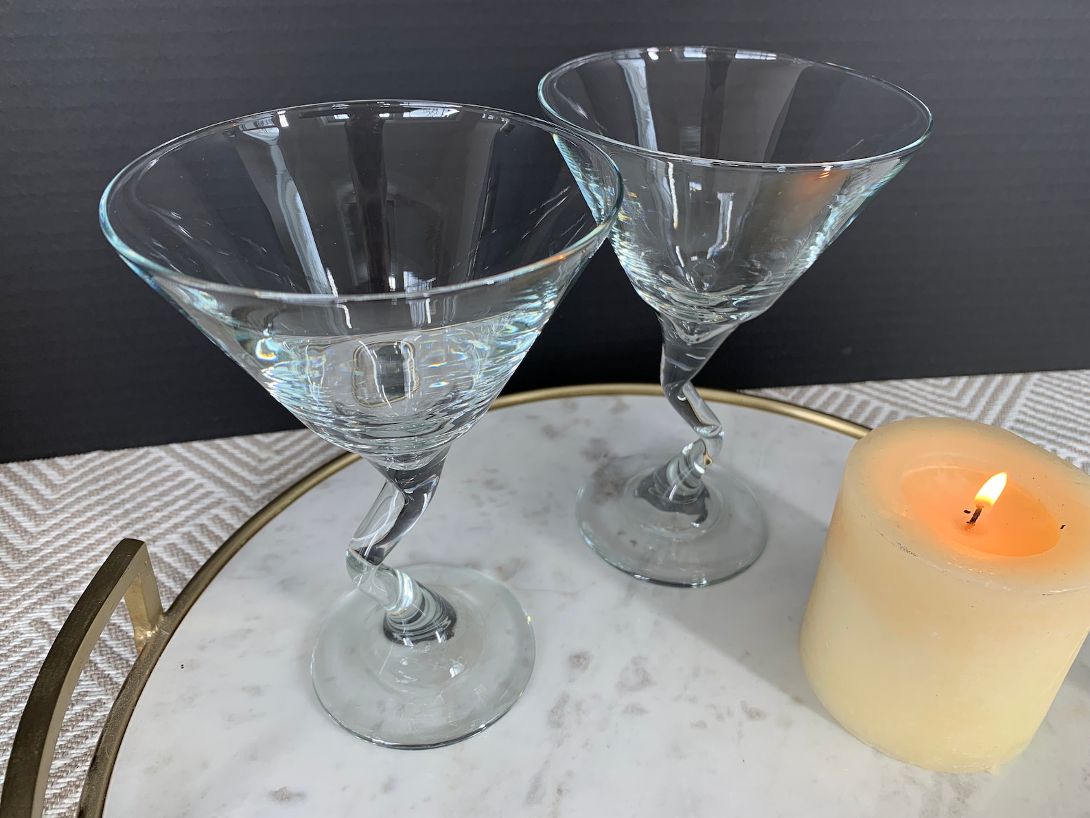 Vintage Bent Crooked Stem Glasses Set of 2 Retro Martini Craft Etsy