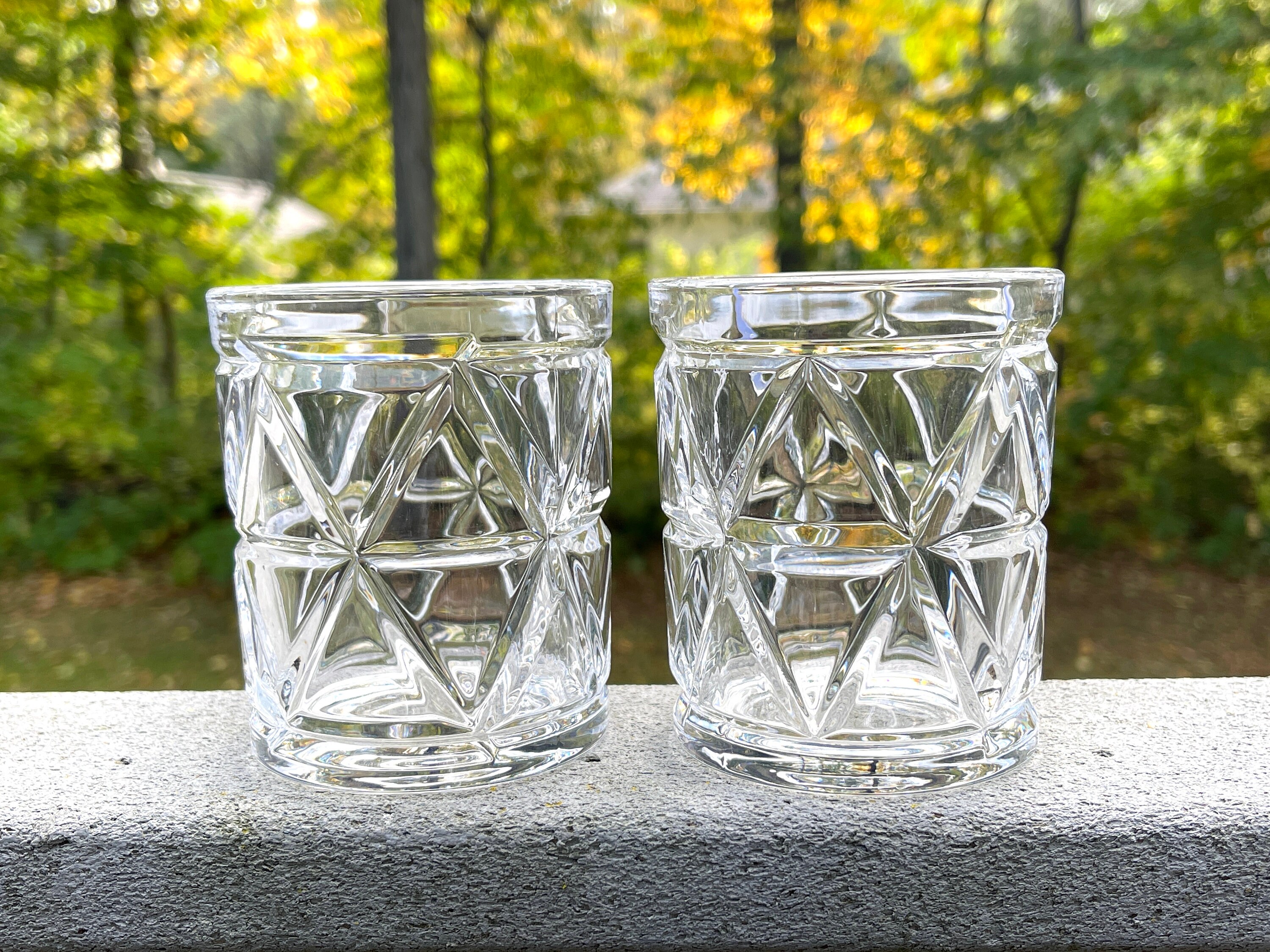 2 Vintage Style Heavy Triangle Diamond Pattern Set 2 Rocks