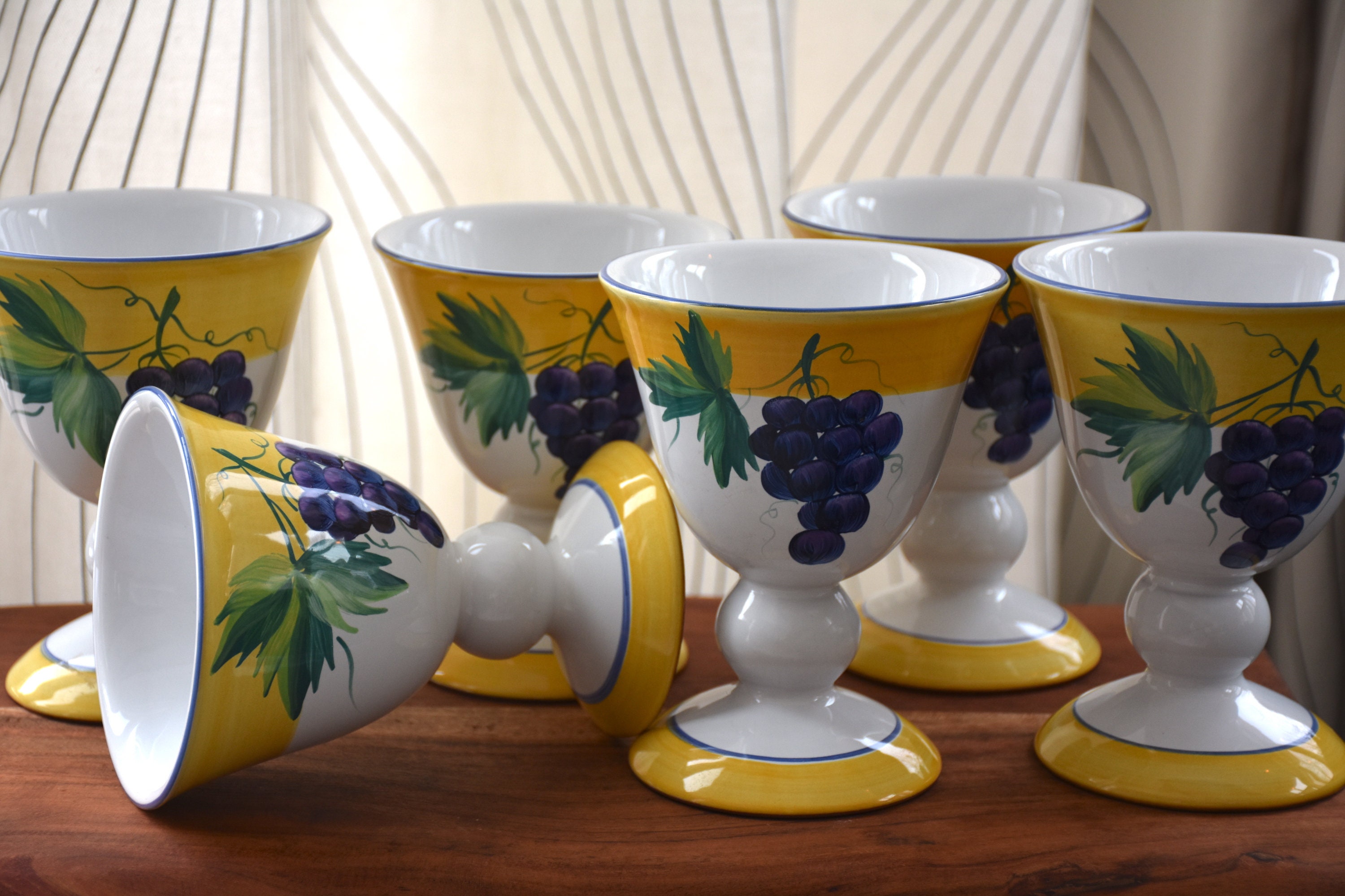 6 Vintage Village Pottery Herend Hungary Vineyard Grapes Etsy