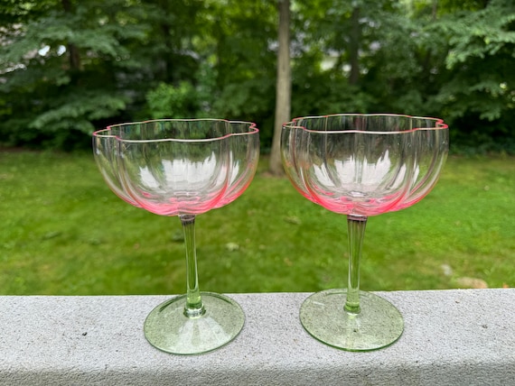 Beautiful Anthropologie Green & Pink Set of 2 Flower Morro