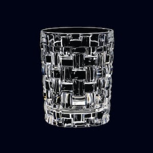 Set of 2 Vintage Style Basketweave Pattern Rocks Double Old Fashioned Lowball 10 oz Whiskey Cocktail Bar Glasses Mid Century Modern Man Cave