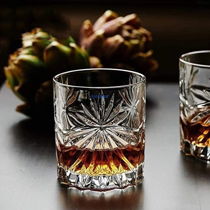 Double Wall Diamond Whisky Glass 6.8 Ounces, Set of 2 