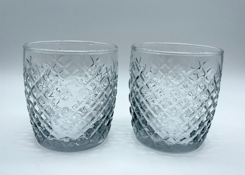 Vintage Style Crosshatch Set of 2 Double Rocks Old Fashioned Lowball 10 ...