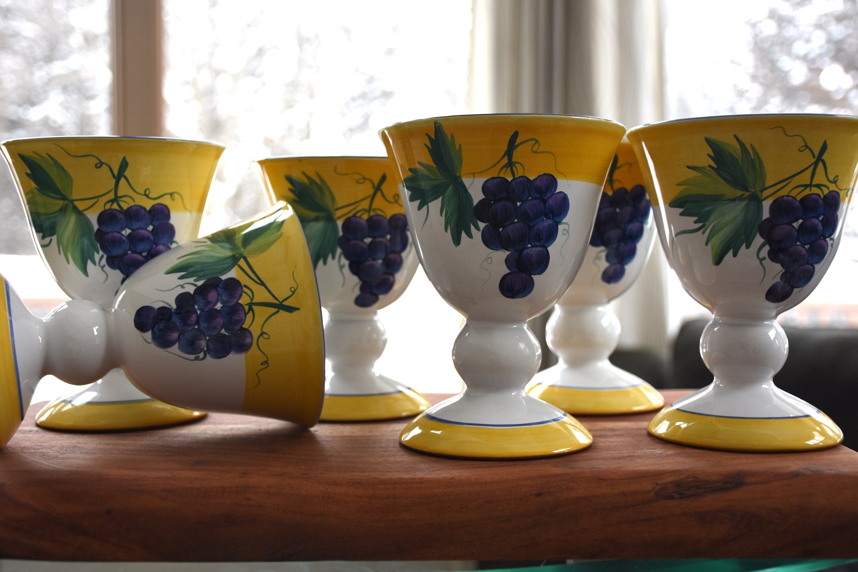6 Vintage Village Pottery Herend Hungary Vineyard Grapes Etsy