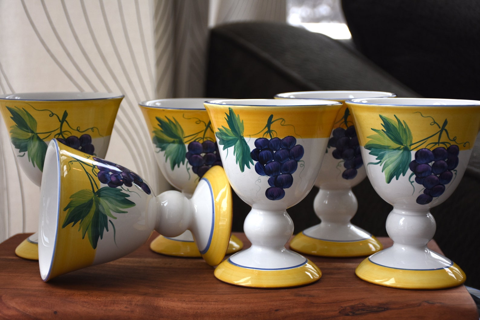 6 Vintage Village Pottery Herend Hungary Vineyard Grapes Etsy