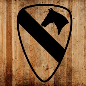 thumbnail image 2 of 1st Cavalry Patch Vinyl Decal Sticker – 3.5 X 5 Inches, Yellow & Black, Made In USA 2 of 2