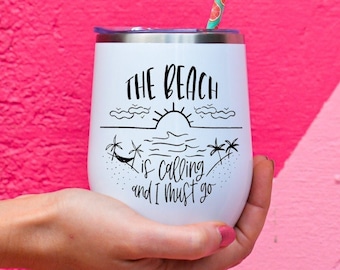 The Beach Is Calling And I Must Go - Beach SVG DXF cut files - summer svg, svg for wine tumbler, ocean svg, beach scene svg, svg for mug