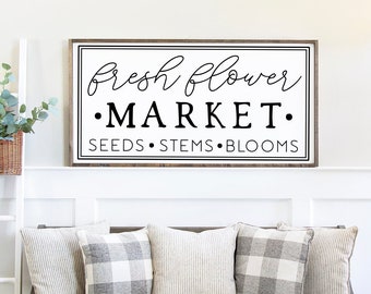 Fresh Flower Market Svg, Seeds Stems Blooms Svg, Spring Svg, Spring Sign Svg, Spring Doormat Svg, Spring Decor Svg, Wood Sign Svg, Cut File