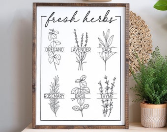 Fresh Herbs SVG File - Farmhouse Sign SVG, Kitchen Sign SVG