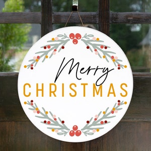 Merry Christmas Svg - Christmas Door Hanger Svg, Christmas Sign Svg, Christmas Porch Sign Svg, Farmhouse Christmas Svg, Christmas Wreath Svg