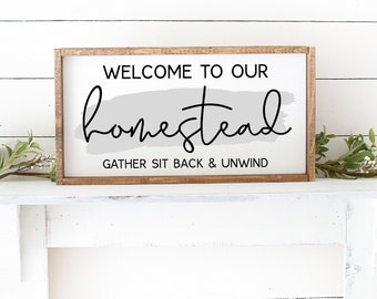 Welcome To Our Homestead - SVG Cut File, Welcome Sign Svg, Entryway Quotes, Modern Farmhouse Wall Decor Svg, Home Quotes Printable Wall Art