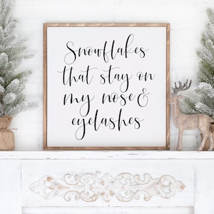 Kerstbord Svg - Sneeuwvlokken die op mijn neus en wimpers blijven zitten, Kerstquote Svg, Boerderij Kerst svg, Kerstdecoratie Svg