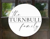 Family Name Svg - Last Name Svg, Door Hanger Svg, Round Sign Svg, Wood Sign Svg, Front Door Sign Svg, Welcome Sign Svg, Farmhouse Svg