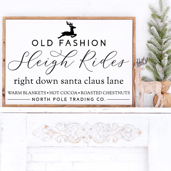 Old Fashion Sleigh Rides Svg - Christmas Sign Svg, Farmhouse Christmas Svg, Christmas Decoration Svg, Christmas Svg File, Winter Svg