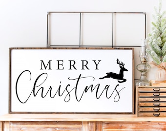 Merry Christmas Svg - Christmas Sign Svg, Christmas Svg,  Farmhouse Christmas Svg, Ornament Svg, Reindeer Svg, Holiday Svg, Winter Svg