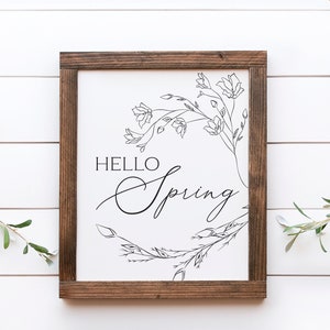 Hello Spring Svg Spring Svg, Floral Frame Svg, Botanical Svg, Farmhouse Sign Svg, Wood Sign Svg, Spring Sign Svg, Spring Quote Svg image 3