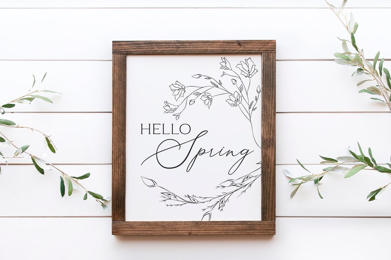 Hello Spring Svg Spring Svg, Floral Frame Svg, Botanical Svg, Farmhouse Sign Svg, Wood Sign Svg, Spring Sign Svg, Spring Quote Svg image 3