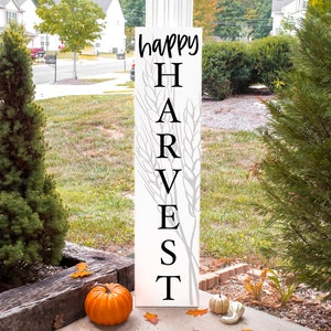 Happy Harvest Porch Sign Svg Thanksgiving Svg Vertical Sign - Etsy