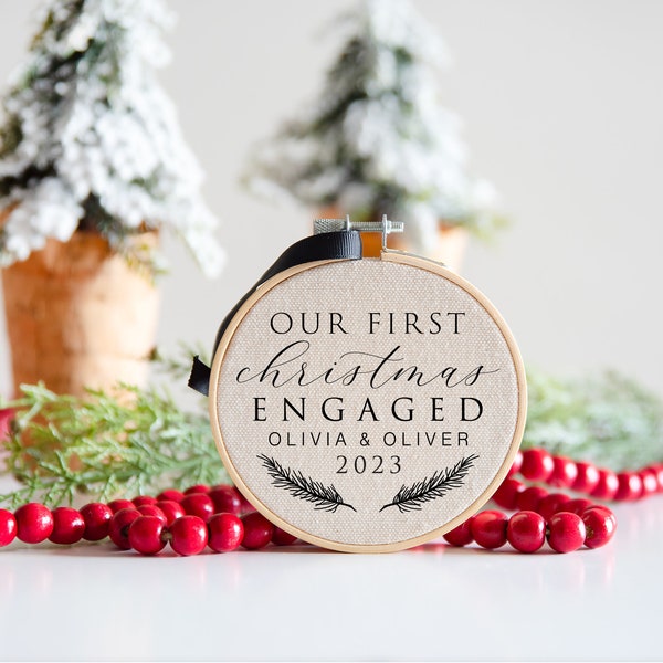 Our First Christmas Engaged 2023 SVG - Christmas Engagement Svg, Ornament Svg, Christmas 2023 Svg, Cut File