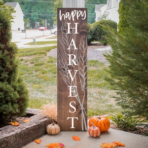 Happy Harvest Porch Sign Svg Thanksgiving Svg Vertical Sign - Etsy
